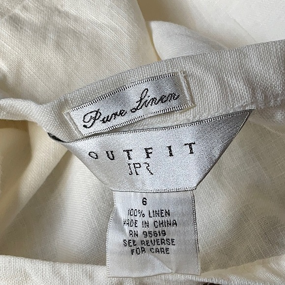 2/$30 Pure Linen White Capri Pants Coastal Casual Contemporary Zipper FLAW - Picture 4 of 10